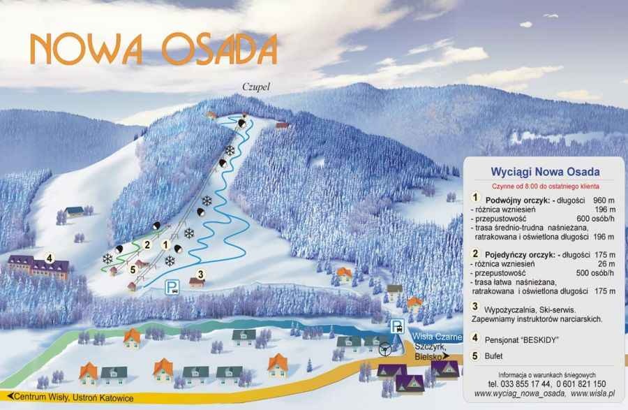 Wisła Trasy Narciarskie Nowa Osada Narty i snowboard Wisła Beskidy - Informator turystyczny
